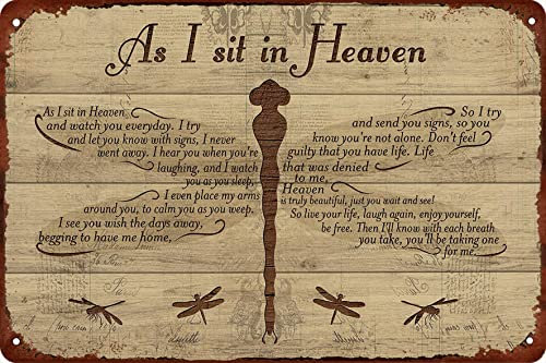 Yoeons Metallschilder Retro As I Sit in Heaven Libelle Metall Blechschilder Wanddekoration für Café, Bar, Kneipe, Zuhause, 30,5 x 20,3 cm