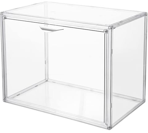 Attelite Clear Acrylic Display Case,Display Storage Box Countertop with Magnetic Door,Stackable Dustproof Protection Showcase for Action Figures,Collectibles