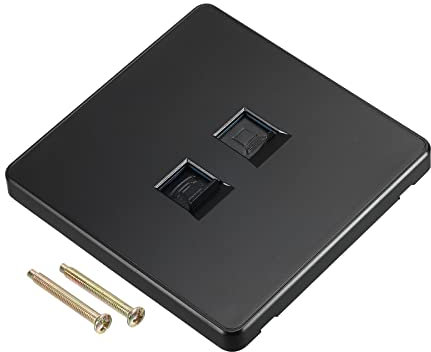 PATIKIL RJ45 CAT6 Socket Telephone Wall Plate Black for Home Office