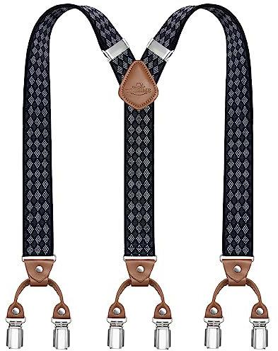 Dresime Hosenträger für Herren mit 6 Starken Metallclips - Y-Rücken Verstellbare Heavy Duty Elastische Hosenträger für Hosen