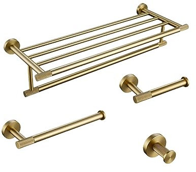 Bathroom Hardware Accessories Set Brushed Gold Knurled Brass Kit Towel Bar Ring Robe Hook Paper Holder Towel Ring Toilet Brush,shelf rack
