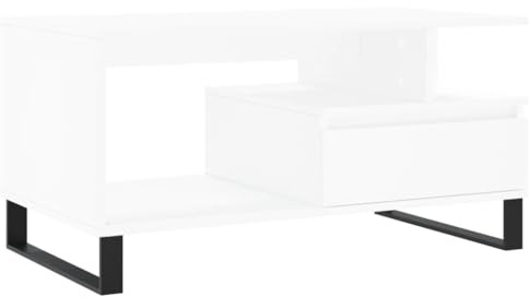 vidaXL Couchtisch, Sofatisch für Wohnzimmer, Wohnzimmertisch mit viel Stauraum, Beistelltisch Kaffeetisch Wohnzimmermöbel, Weiß Holzwerkstoff