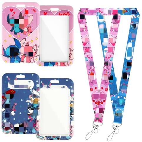 2 Pièces Stit Porte Badge, Porte Badge avec Cordon Tour de Cou, Porte Badge Plastique, pour Porte Badges d'Identification, Bureau, Les Clés, Cartes d'étudiant, Carte Bus