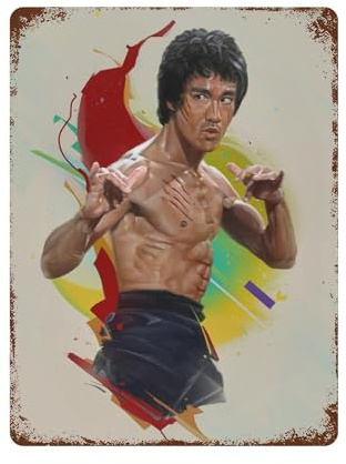 KSOXDAITIP International Superstar Bruce Lee Poster, Wanddekoration, Kunst, Metallblechposter, moderne Wohnkultur, Kunst, Metallposter, Hausbar, Laden, Dekorationen, Vintage-Schild, Geschenk, 39,9 x