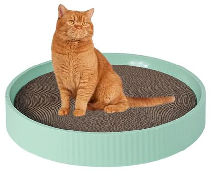 Poste Rascador Redondo para Gatos, Rascador para Gatos De Cartón Corrugado, Cartón Rascador Reversible para Gatos De Interior, Protector De Alfombras para Gatos,Verde