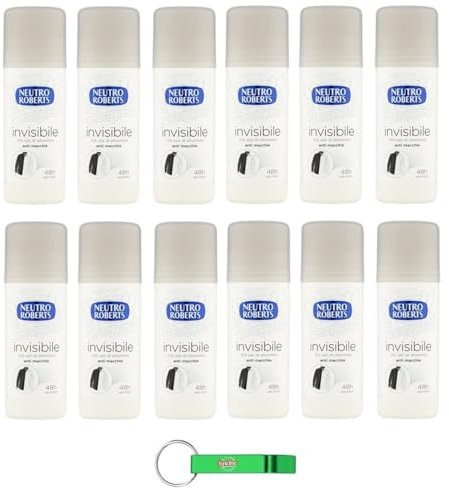 12x Neutro Roberts Deodorante Stick Invisible - Deo Stick,0% Aluminiumsalze,0% Flecken,40ml + Beni Culinari Kostenloser Schlüsselanhänger