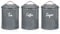 EHC Tea, Coffee, Sugar, Canister Set, Set of 3 Airtight Food Storage Easy to Open Storage Canisters Jars Tin, Dark Grey