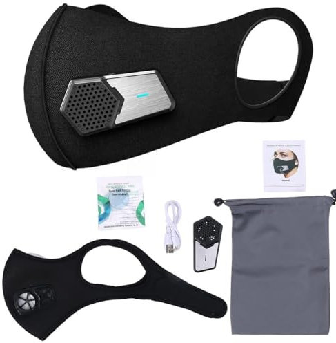 HNsdsvcd Intelligente Elektrische Atemschutzmaske PM2.5 Filter Gesichtsschutz Luftatmungsreiniger Frauen Outdoor Aktivitäten - Schwarz, Polypropylen (PP), 3 Lagen, 1 Stück