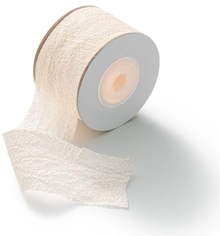 MORSUNBELA Geschenkband, 38 mm x 23 m, Schleifenband Bänder Hochzeit, Geschenkband Breit für Handwerk Party Geschenkverpackung, Blumen, Valentinstag Dekoband - Champagner