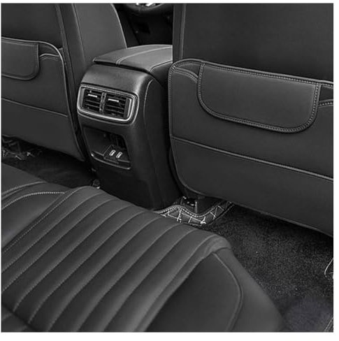 2 Stücke Autositz Rückenlehnenschutz für Porsche Macan/Panamera/Taycan, PU Leder Auto Rücksitzschoner Anti-Kick Matte Organizer Sitzschutz ZubehöR,A/Black