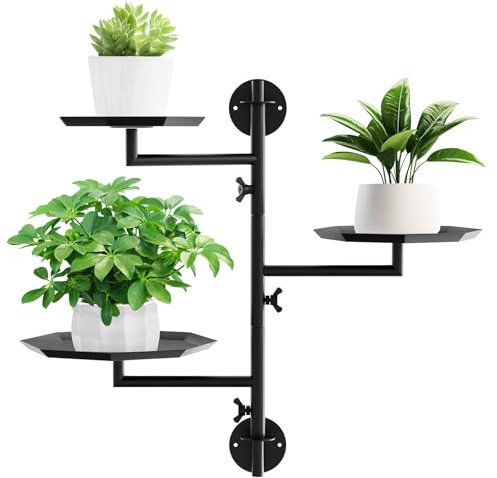 Window Plant Shelves Rotating Indoor, 3-Tier Metal Plant Stand, Wall Plant holder, Window Sill Plant Shelf for Indoor Plants, Window Home Decor,Octagonal Shape