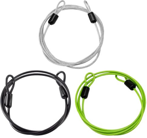 Cables Antirrobo, 3 Piezas Cable de Seguridad, Cable de Seguridad Trenzado de Acero Inoxidable, Cable en Bucle con Recubrimiento de Plástico Antioxidante, para Muebles de Jardín, Multicolor, 1M