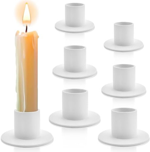 6 Pièces Bougeoirs, Bougeoir Vintage en Métal, Ldéal pour Les fêtes, Les Mariages, Les Anniversaires, Les Décorations de Salon et de Chambre à Coucher (Blanc)