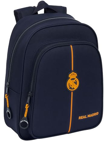 Safta REAL MADRID 2ª EQUIPACIÓN 24/25 - Mochila Escolar Infantil, Ideal para Niños de Diferentes Edades, Cómoda y Versátil, Calidad y Resistencia, 27x10x33 cm, Color Azul Marino