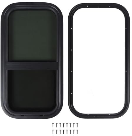Ventana para RV, 12.0 in de Ancho X 24.0 in de Alto, Ventana Corredera Vertical en Forma de Lágrima para Campistas con Pantalla de Red y Anillo de Ajuste, Reemplazo de Ventana