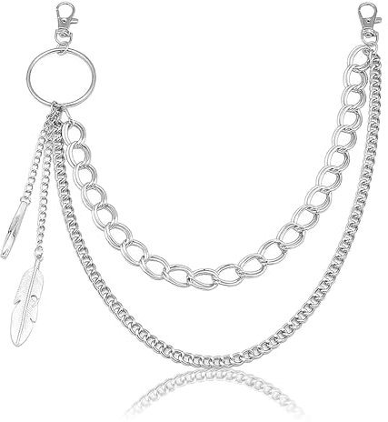 Hosenkette Herren Damen Doppelschicht Gothic Kette Punk Hosen Kette Goth Accessories Gürtel Kette Hip Hop Jeanskette