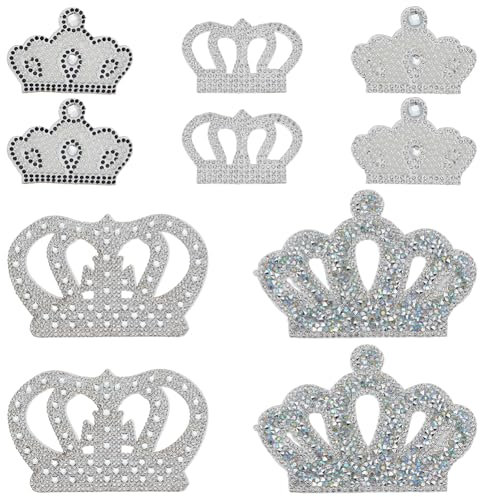FINGERINSPIRE 10 Stück Kronen Perlen Strass Aufnäher 5 Stile Krone Zum Aufbügeln Perlen Applikation Hotfix Strass Besatz Aufnäher Reparaturflicken Für Kleidung Für Rucksäcke Hosen Jeans Weihnachten