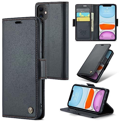 Rerzoiro Cover per iPhone 11 Custodia Portafoglio [Blocco RFID] Premium Pelle PU Wallet Case Flip Libro con Porta Carte Slot Supporto Flip Case per iPhone 11, Nero