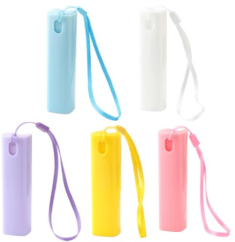 5 Pcs Mini Spray Atomizer Empty Bottles, Water Mister Empty 10ml with Lanyard, Glass Liner Misting Spray Bottle Hair Continuous Fine Refillable Mist Bottle for Moisturize (B)
