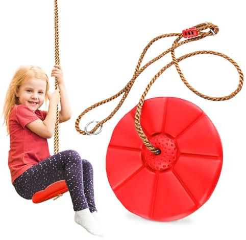 Schaukel Outdoor,Kletterseil Tellerschaukel Kinder mit Karabiner und Baumgurt, Baum kletterseil Outdoor Kinder Schaukel,Hängeschaukel für Kinder und Erwachsene,Bis 150 Kg (Rot)