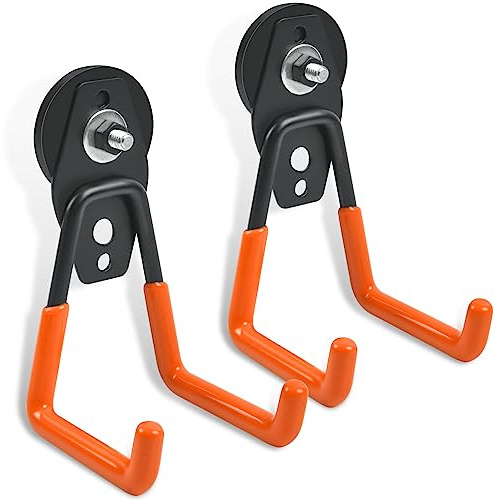 FPMYB Magnetische Haken,Magnethaken Extra Stark 43mm Starke Magnete mit Haken, Magnetische Haken für Küche, Garage，Kühlschrank, Vorhänge, Klassenzimmer, Grill, Werkzeuge (Orange, 2 Pcs)