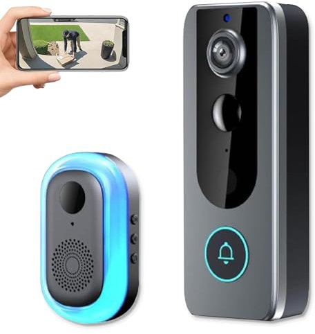 GuardianBell Pro – Smart WiFi Doorbell & Security Cam in One, Live View and Two-Way Audio, Local Recordings and Auto Snapshots, Two-Way Audio, Motion Alerts, Smart Doorbell (Black)