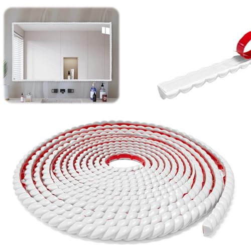 10MMx6M Flexible Zierleiste Selbstklebend, Weiß Zierleisten Sparpaket, PVC Wandleisten Deko Zierleisten Wand, 3D Perlenform Leiste Dekorleisten für Spiegel, Wand, Decke, Wandkante, Schrank