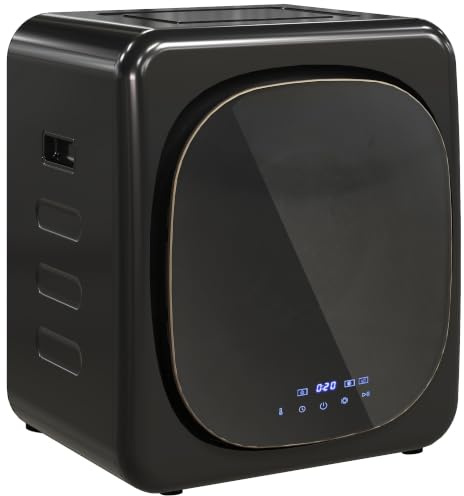 HOMCOM Mini Asciugatrice Portatile 2.5kg 6 Programmi Display Touch Nero | Asciugatrice Slim Compatta 800W, Carica Frontale, Fino 60℃, Impilabile/Parete/Autoportante, Timer, Tamburo in Acciaio Inox