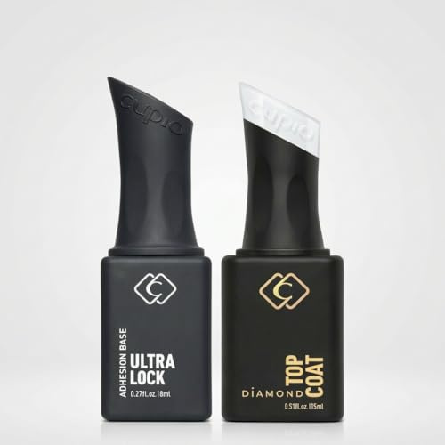Cupio Base & Top Coat Set – Ultra Lock Base 8 ml + Diamond No Wipe Top Coat 15 ml – UV/LED Haftbase & Hochglanz Versiegelung für Gellack und Gel