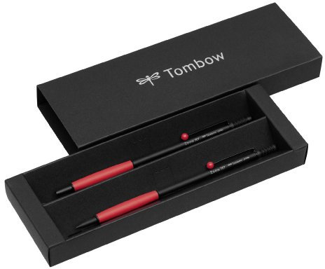 Tombow PLZ-211-2 Schreibgeräteset Zoom 707 Kugelschreiber mit Druckbleistift, schwarz/rot
