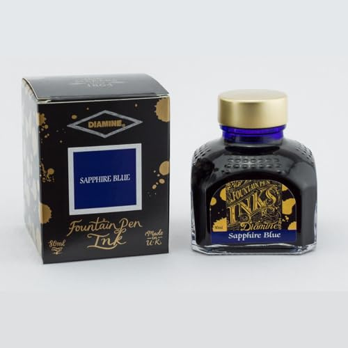 Diamine 80 ml Bottle Fountain Pen Ink, Sapphire Blue