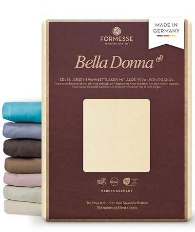 Bella Donna Jersey Alto edles Spannbettlaken Boxspring: glatt, kein Pilling | FORMESSE; Farbe Natur; 200x220-200x240cm, bis 45cm; 97% Baumwollzwirn, 3% Elastan; Aloe Vera&Arganöl, intensive Farben