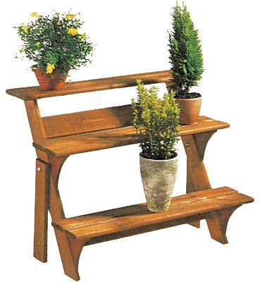 GASPO Blumentreppe FLORA 3-stufig | 80 x 56 x 60 cm | aus massivem Holz, Blumenständer für Balkon und Garten