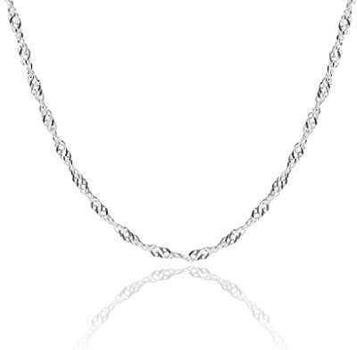 1mm sterling silver 925 Italian SINGAPORE ROPE twisted curb link chain necklace chocker bracelet anklet with spring ring clasp - inch 18/45cm