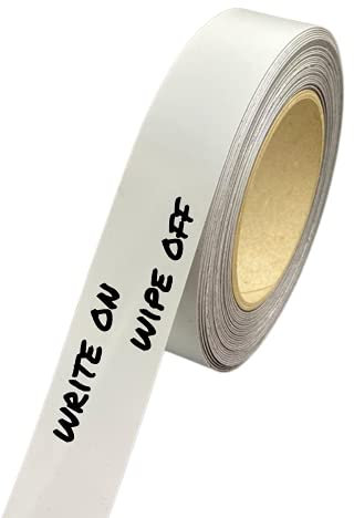 Gloss White Magnetic Tape Roll Easy Wipe Racking Strip 25mm Wide x 0.8mm Thick x 10M Long - Magnetic Whiteboard Strips, Writable Magnet Magnet Sheet - Magnetic Whiteboard Tape Write on Wipe Off