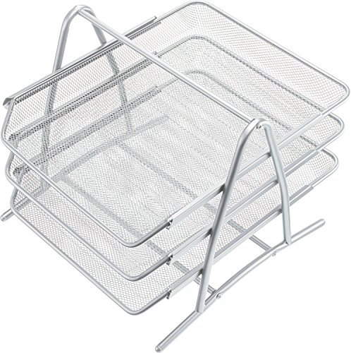 Helit H2518200 - 3er Ablageeinheit Mesh, ausziehbare Fächer, silber