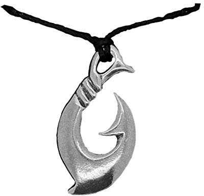 Kiwi Maori Anhänger Bound Hook (Angelhaken) von Neuseeland aus Zinn (Pewter) von Hand Gegossen