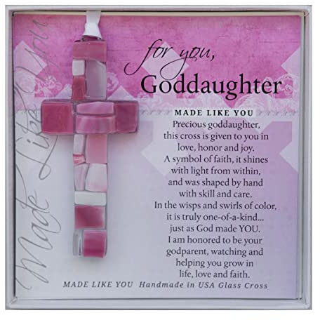 The Grandparent Gift Co. Für sie, Aufsteiger Pink Mosaik Handgefertigtes Glas Kreuz
