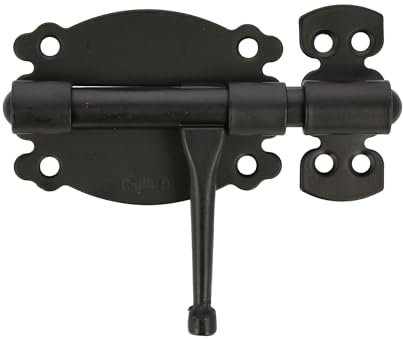 Amig - Einsteckbolzen für Türen und Möbel Mod. 484 | Sicherheitsschloss für horizontale Verriegelung | Stahlmaterial mit Zamakschaft | 100 mm | Rustikaler Stil | Inklusive Schrauben | Schwarz