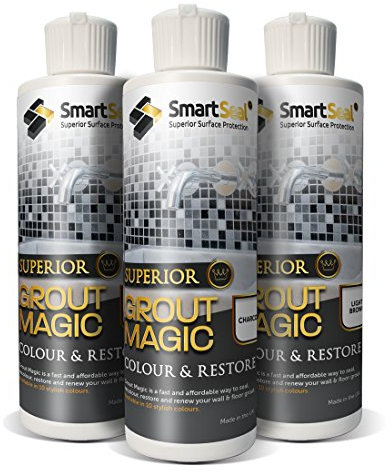 Smartseal Grout Magic - Professional Grade Grout Reviver - Available in 10 Popular Colours - A Grouts Sealer Superior to a Grouts Paint & Grouts Pen - 15year Lifespan - Light Grey 237 ml