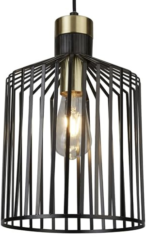 Searchlight 9413BK Bird Cage Medium One Light Ceiling Pendant Light in Matt Black - Width: 220mm