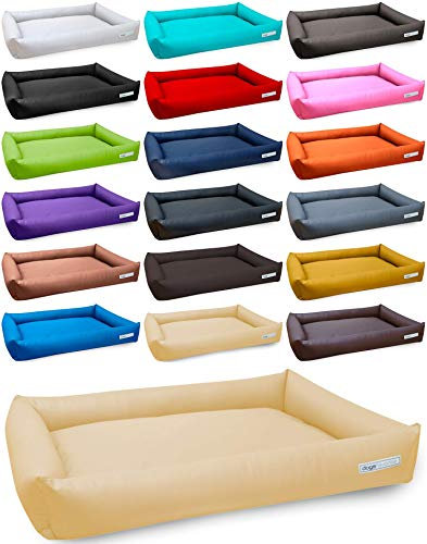 dogsfavorite, Hundebett Starter Visco aus Kunstleder, Hundekissen, orthopädisch, 100 x 75 cm, Creme