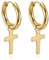 BOBIJOO JEWELRY - Paire Boucles d'Oreilles Homme Femme Créoles Croix Catholique Doré Acier Inoxydable Or