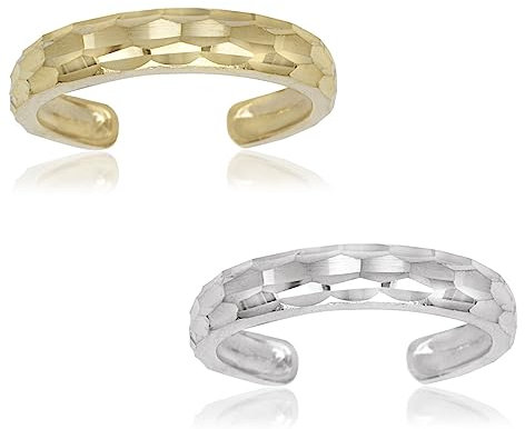 JewelryWeb Zehenring aus massivem 10-karätigem Gelb- oder Weißgold, verstellbar, diamantgeschliffen, 4 mm x 15 mm, Echtgold-Zehenring für Damen, läuft nicht an und ist hypoallergen