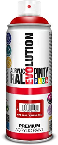PINTYPLUS EVOLUTION Rojo Pintura Spray Acrílica Brillo 520cc Oxide Red Ral 3009, Único, 400 ml (Paquete de 1)