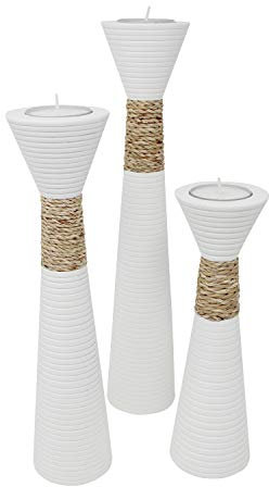 Trippel weiß Kerzenhalter Teelicht Dekoartikel Holz Tischdekoration Kerze Kerzenständer (Trippel weiß)