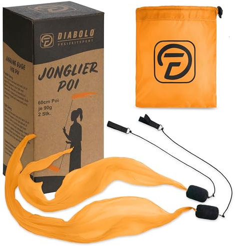 Diabolo Freizeitsport UV leucht Poi in Orange - Angel Wings Spinning Pois. Spiral Pois, Soft-Pois für Anfänger und Profis