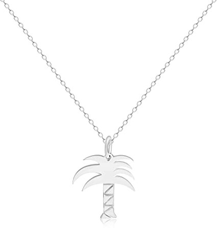 The Wandering Jewel,Palm Tree Pure Silver Necklace Chain with Charm Pendant,Statement Silver Necklace on 18'' Chain, Sterling Silver, not known