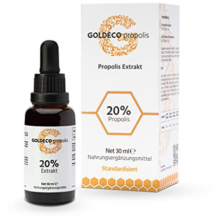 GOLDECO Propolis Tinktur 20% - 30ml Propolis Tropfen hochdosiert, Propolis Extrakt mit Pipette, 100% natürlich direkt vom Imker, standardisierte Qualität, fairer Handel