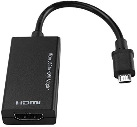 Fdit Micro-USB zu HDMI Adapter, 1080P, 8-Kanal Stereo Sound, Schwarz, für Android Smartphone, etc.